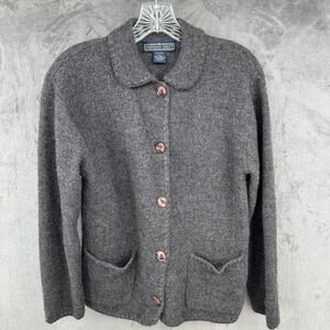 Herman‎ Geist Cardigan Sweater Womens Small 100% Wool  Gray Vintage Grannycore